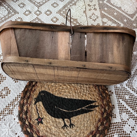 Vintage wooden Basket Gathering basket Primitive Farmhouse Home Decor fruit - Picture 3 of 6